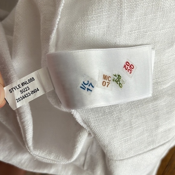 Madewell Linen Button Midi Embroidered Dress in Size 2 White Boho Square Neck - Picture 12 of 12